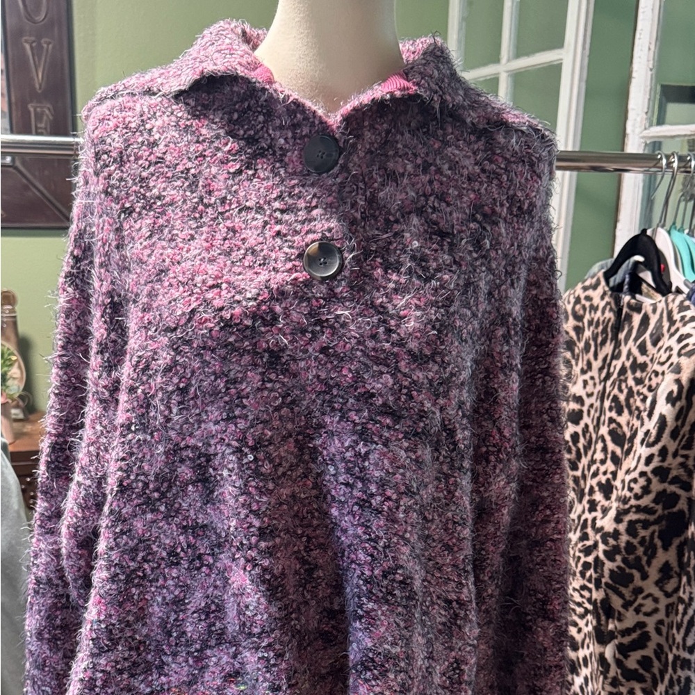 Free People Pink and Gray Textured Sweater